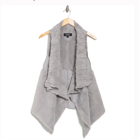 COFFEE SHOP Faux Fur & Suede Draped Vest - Picture 3 of 7